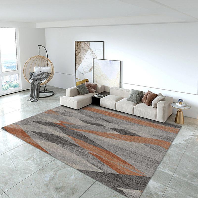 White Geometric Carpet Polyester Modern Carpet Washable Carpet for Living Room