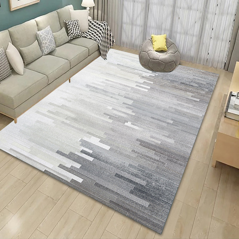 Gray Modern Rug Polyester Geometry Rug Stain Resistant Rug for Drawing Room