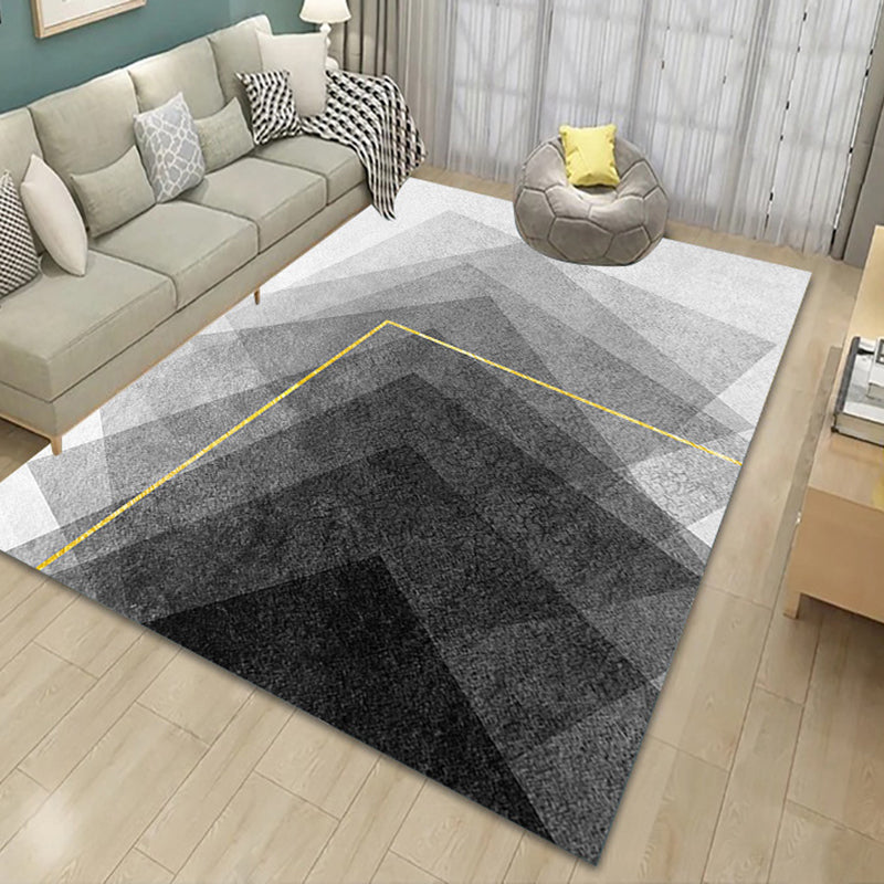 Gray Modern Rug Polyester Geometry Rug Stain Resistant Rug for Drawing Room