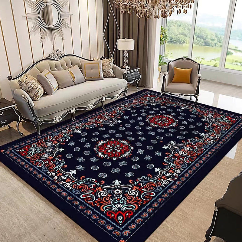 Dark Brown Modern Rug Polyester Graphic Indoor Rug Non-Slip Backing Rug for Sitting Room
