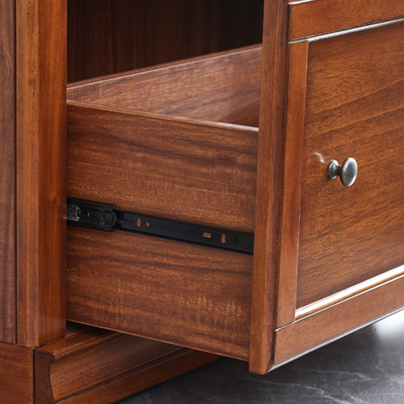 Wooden Standard Bookcase Modern Style Closed Back Vertical Bookshelf With Door