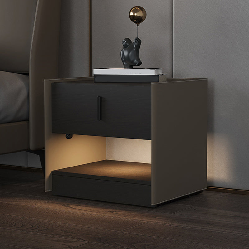 Contemporary Faux Leather 1 - Drawer Nightstand 20" Tall Nightstand