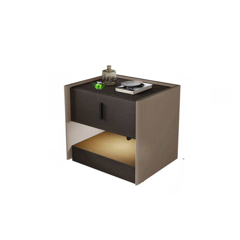 Contemporary Faux Leather 1 - Drawer Nightstand 20" Tall Nightstand
