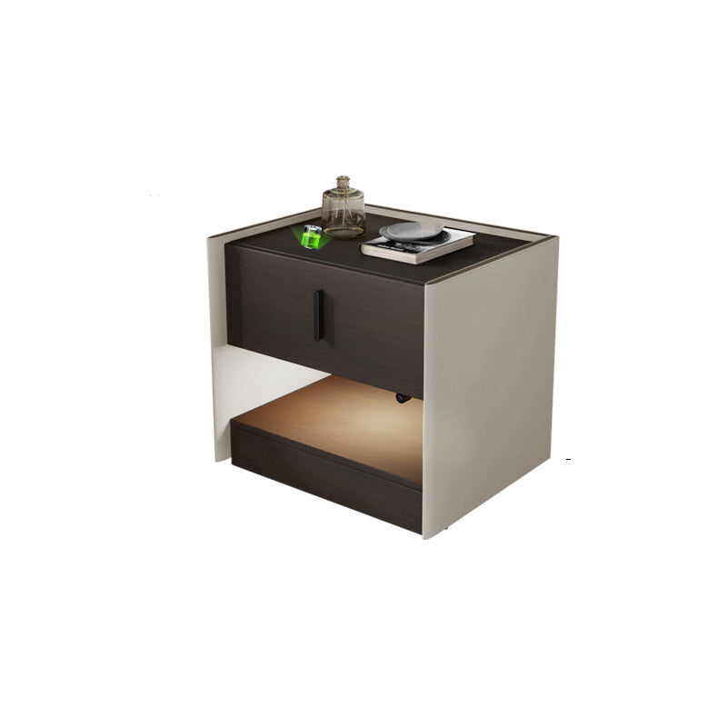 Contemporary Faux Leather 1 - Drawer Nightstand 20" Tall Nightstand