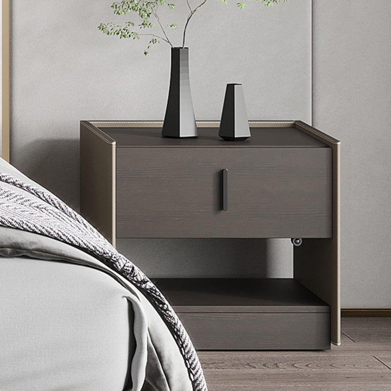 Contemporary Faux Leather 1 - Drawer Nightstand 20" Tall Nightstand