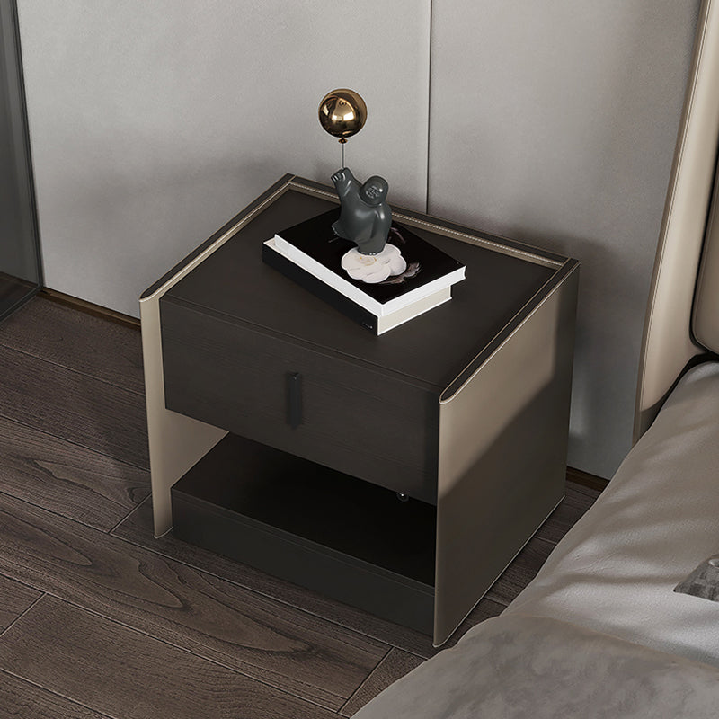 Contemporary Faux Leather 1 - Drawer Nightstand 20" Tall Nightstand