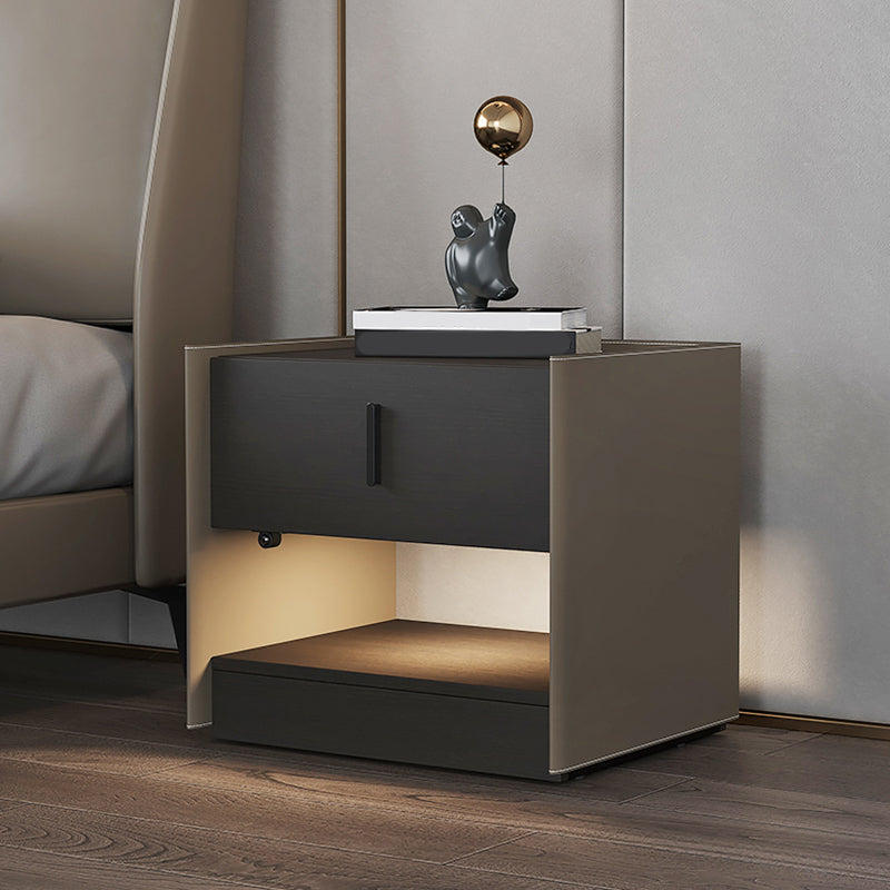 Contemporary Faux Leather 1 - Drawer Nightstand 20" Tall Nightstand