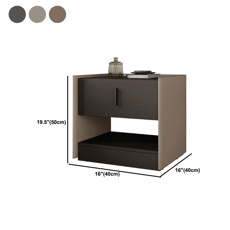 Contemporary Faux Leather 1 - Drawer Nightstand 20" Tall Nightstand