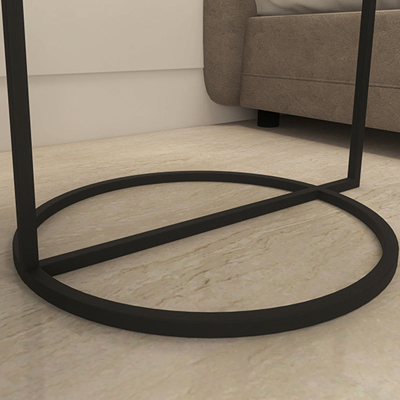 Modern Black/White Iron Nightstand, 21.65"/23.32" Tall Nightstand