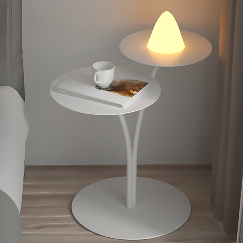 Modern Black/White Iron Nightstand, 21.65"/23.32" Tall Nightstand