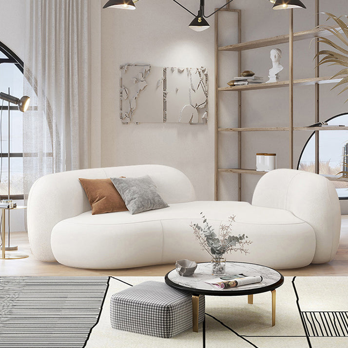 Ultra-Modern Beige Curved Sofa with Tuxedo Arm for Living Room