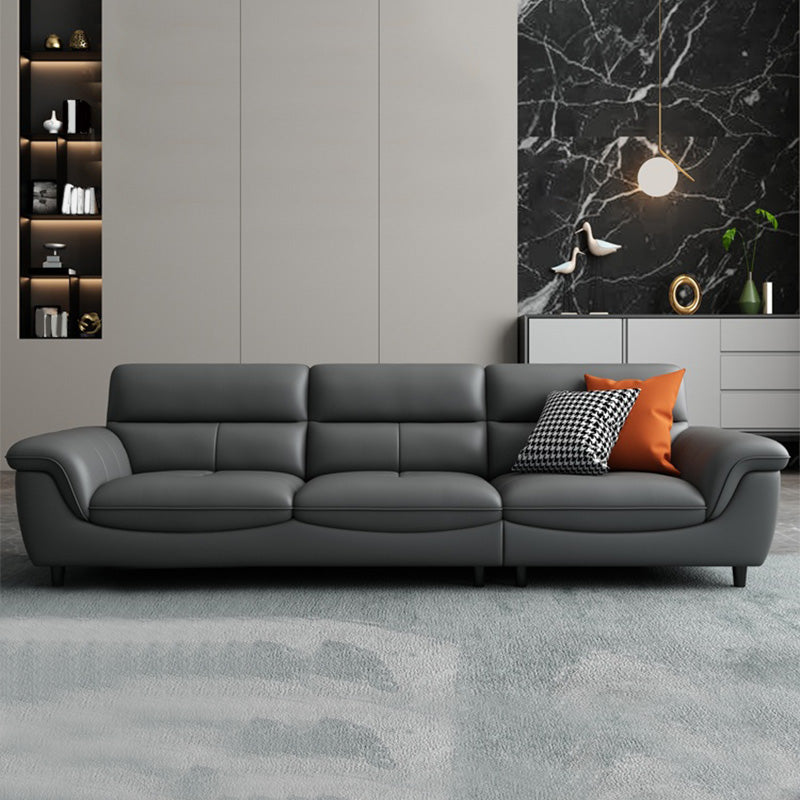 Genuine Leather Stain Resistant Contemporary Pillow Top Arm Sofa Couch