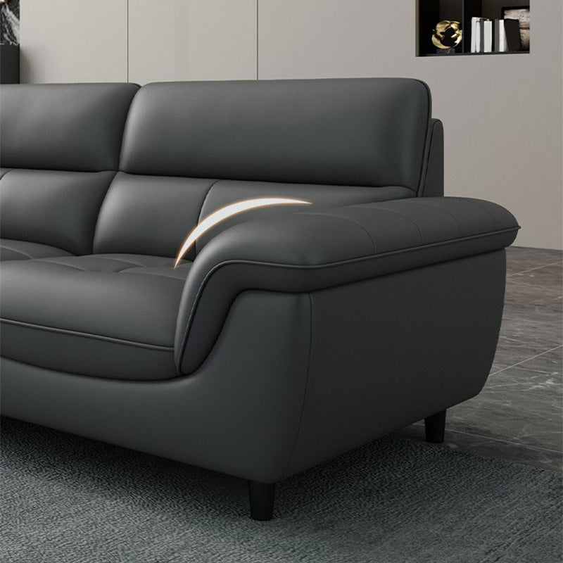 Genuine Leather Stain Resistant Contemporary Pillow Top Arm Sofa Couch