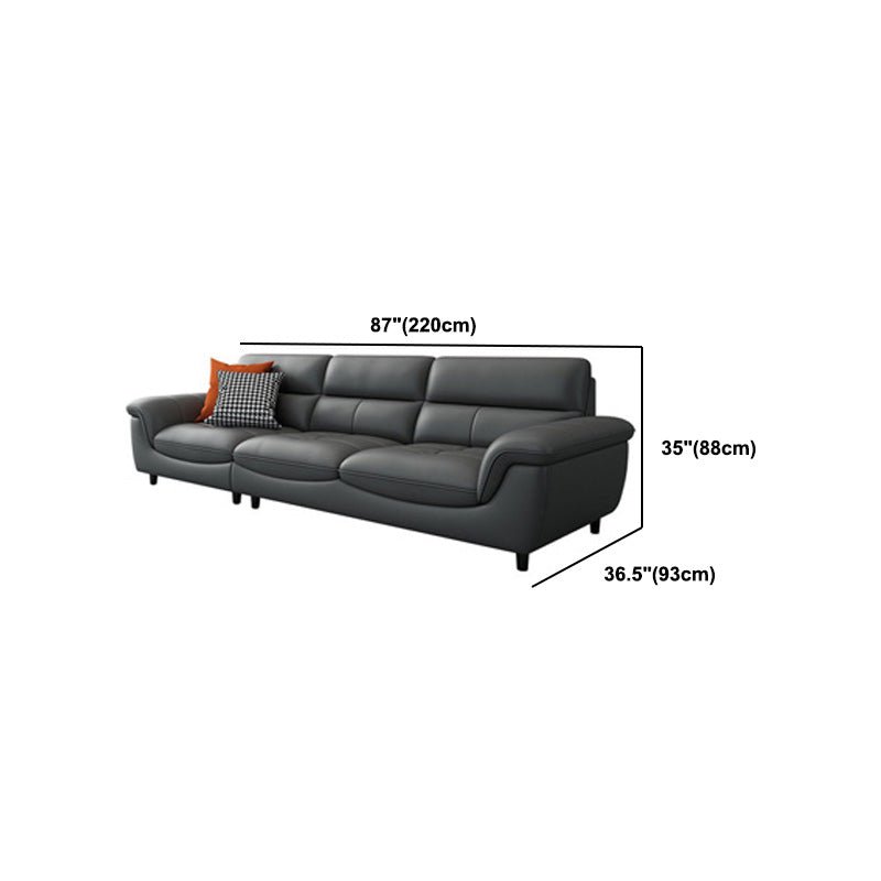 Genuine Leather Stain Resistant Contemporary Pillow Top Arm Sofa Couch