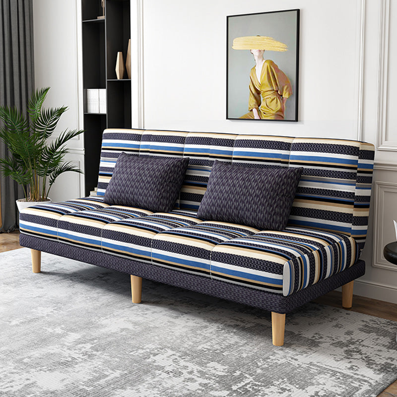 Contemporary Linen Armless Sleeper Sofa Convertible Sofa for Living Room, Apartment