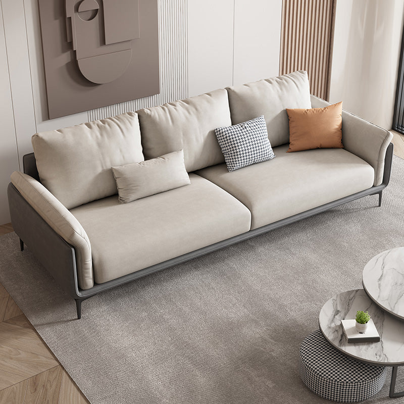 Faux Leather Stain Resistant Contemporary Sofa Couch in Beige