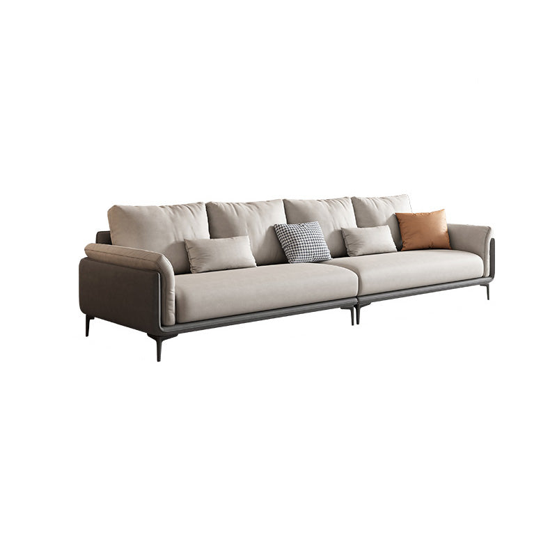 Faux Leather Stain Resistant Contemporary Sofa Couch in Beige