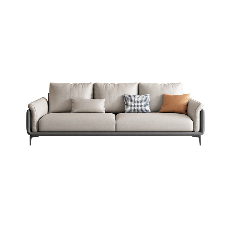 Faux Leather Stain Resistant Contemporary Sofa Couch in Beige
