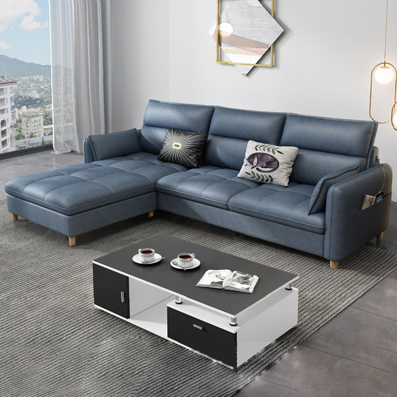 Mid Century Modern 3-seater Sofa Faux Leather/Fabric Square Arm Sofa