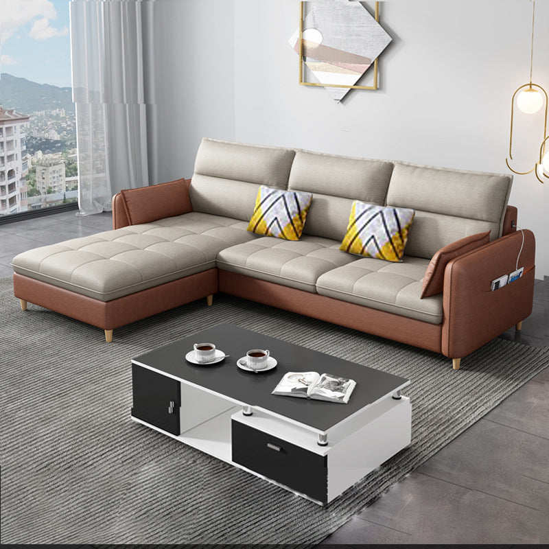 Mid Century Modern 3-seater Sofa Faux Leather/Fabric Square Arm Sofa