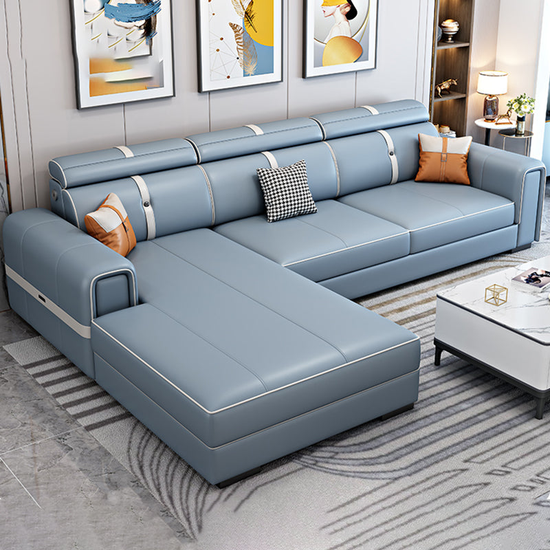 Scandinavian Light Blue Sofa/Sectional with Square Arm for Living Room