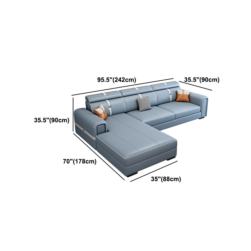 Scandinavian Light Blue Sofa/Sectional with Square Arm for Living Room