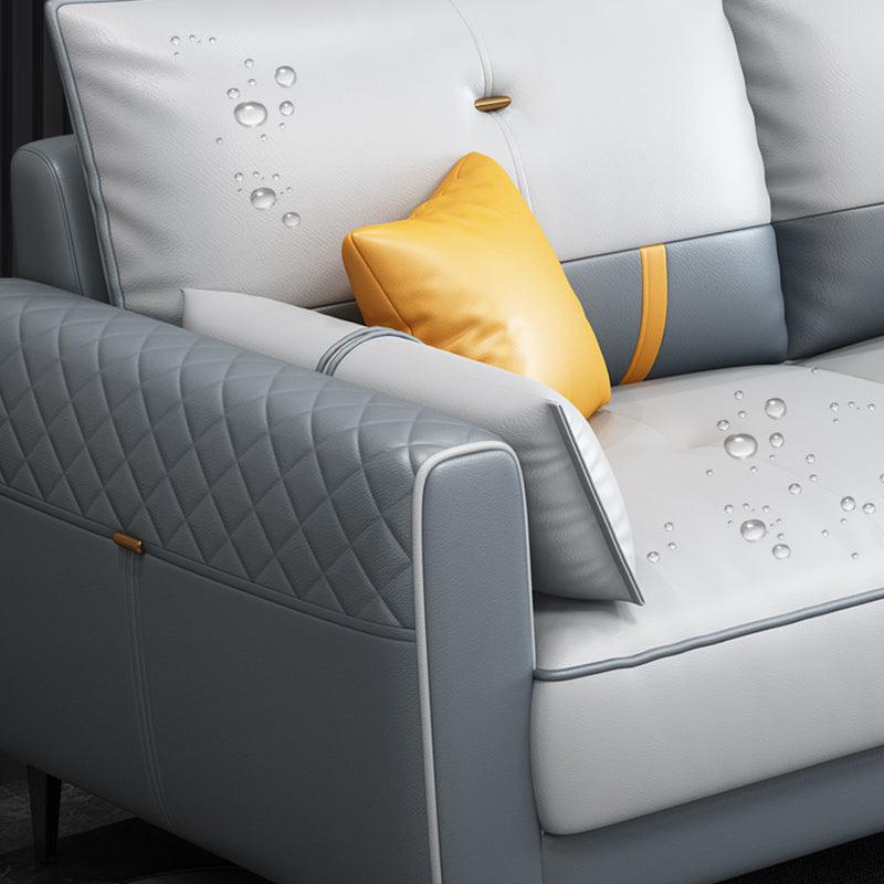 Scandinavian 3-seater Sofa with Ottoman Included Square Arm Sofa