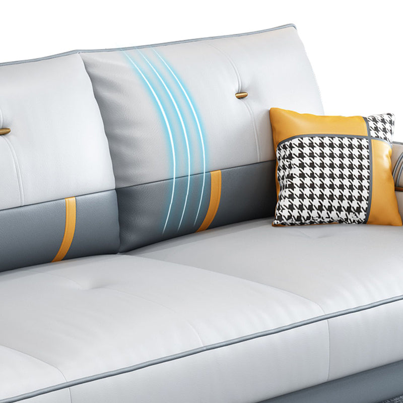 Scandinavian 3-seater Sofa with Ottoman Included Square Arm Sofa