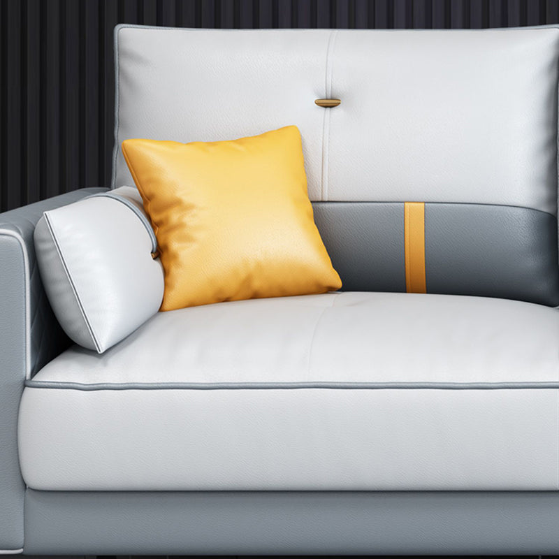 Scandinavian 3-seater Sofa with Ottoman Included Square Arm Sofa