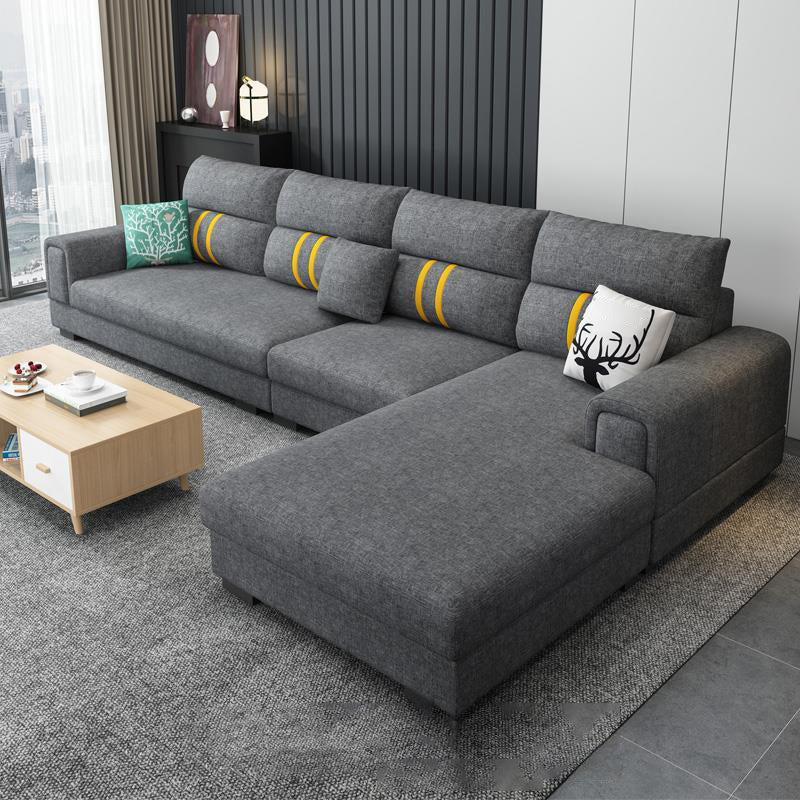 Scandinavian 4-seater Sectional with Square Arm for Living Room