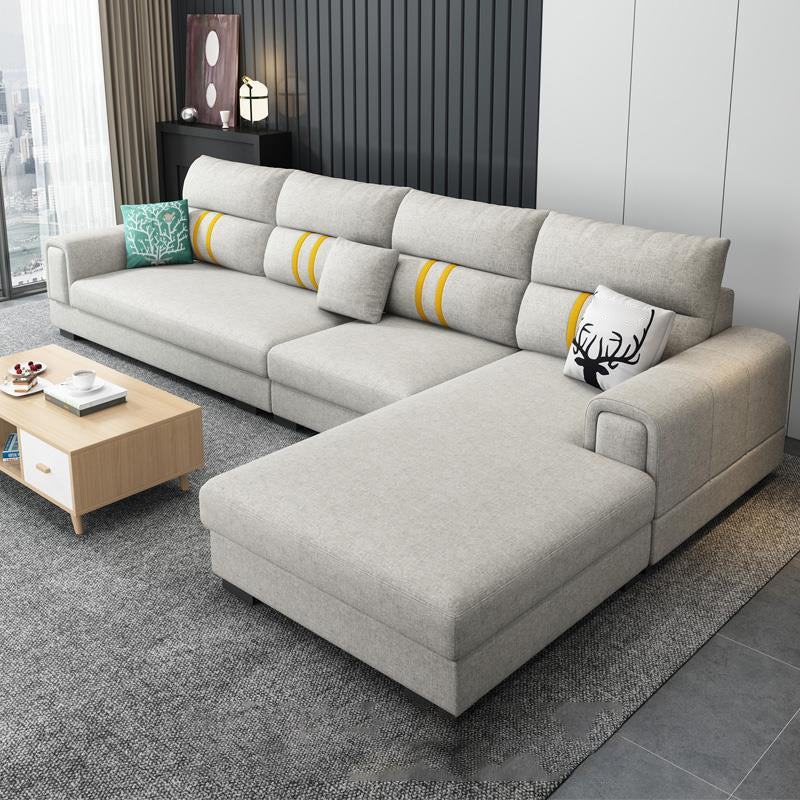 Scandinavian 4-seater Sectional with Square Arm for Living Room