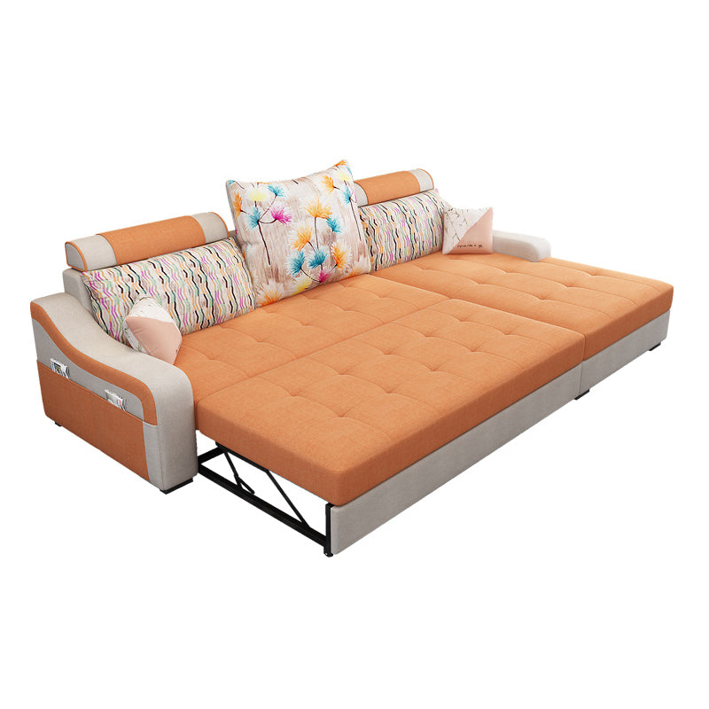 Contemporary Linen L-Shape Sloped Arms Furniture Sectionals for 3 People