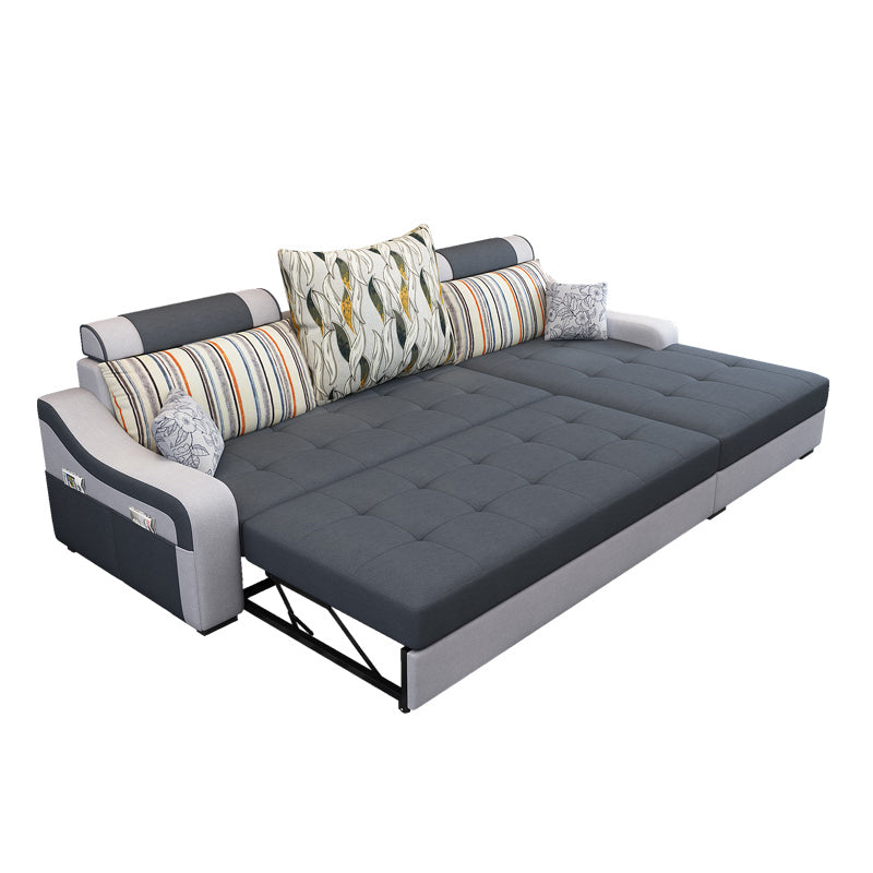 Contemporary Linen L-Shape Sloped Arms Furniture Sectionals for 3 People