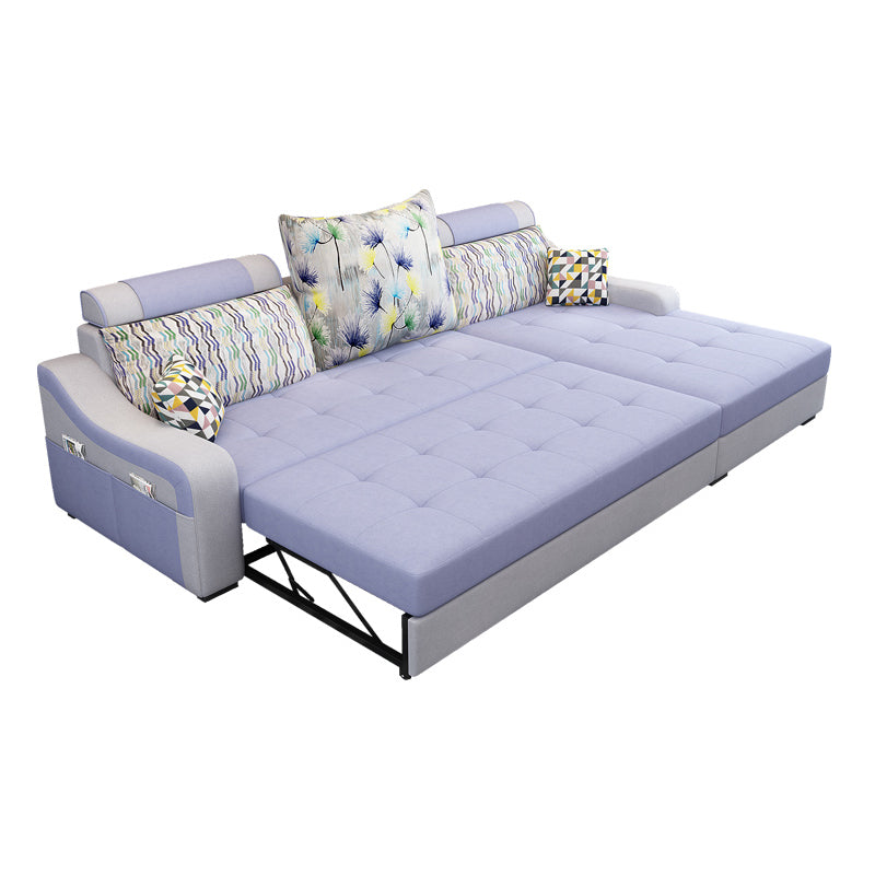 Contemporary Linen L-Shape Sloped Arms Furniture Sectionals for 3 People