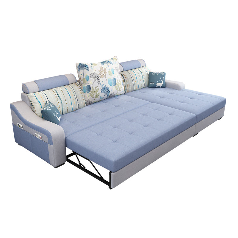 Contemporary Linen L-Shape Sloped Arms Furniture Sectionals for 3 People
