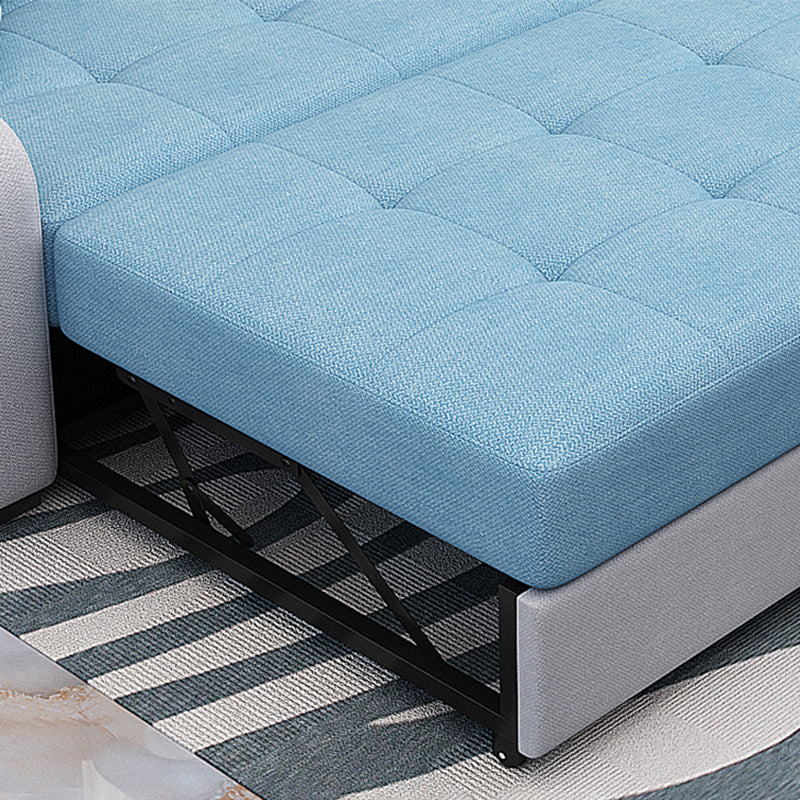 Contemporary Linen L-Shape Sloped Arms Furniture Sectionals for 3 People