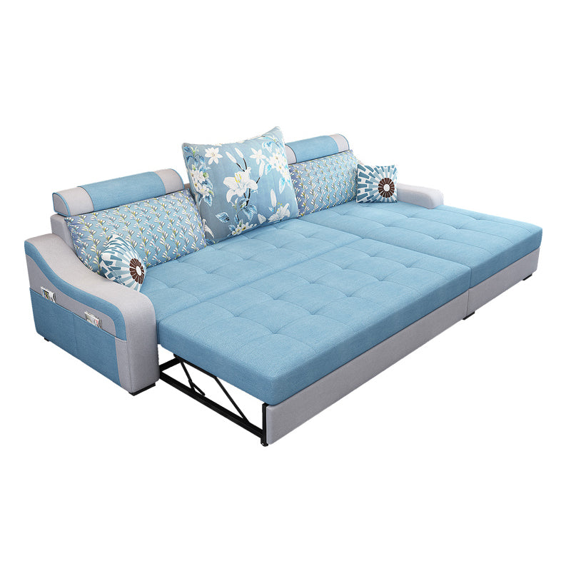 Contemporary Linen L-Shape Sloped Arms Furniture Sectionals for 3 People