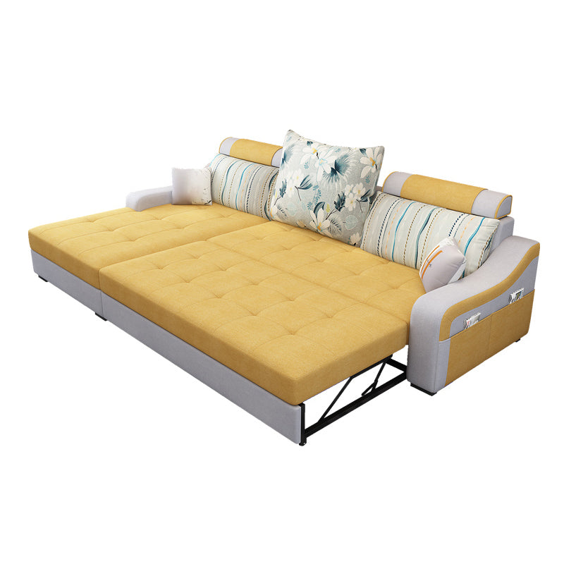 Contemporary Linen L-Shape Sloped Arms Furniture Sectionals for 3 People