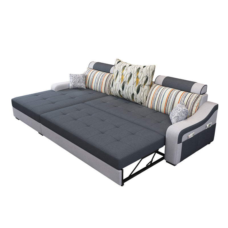 Contemporary Linen L-Shape Sloped Arms Furniture Sectionals for 3 People