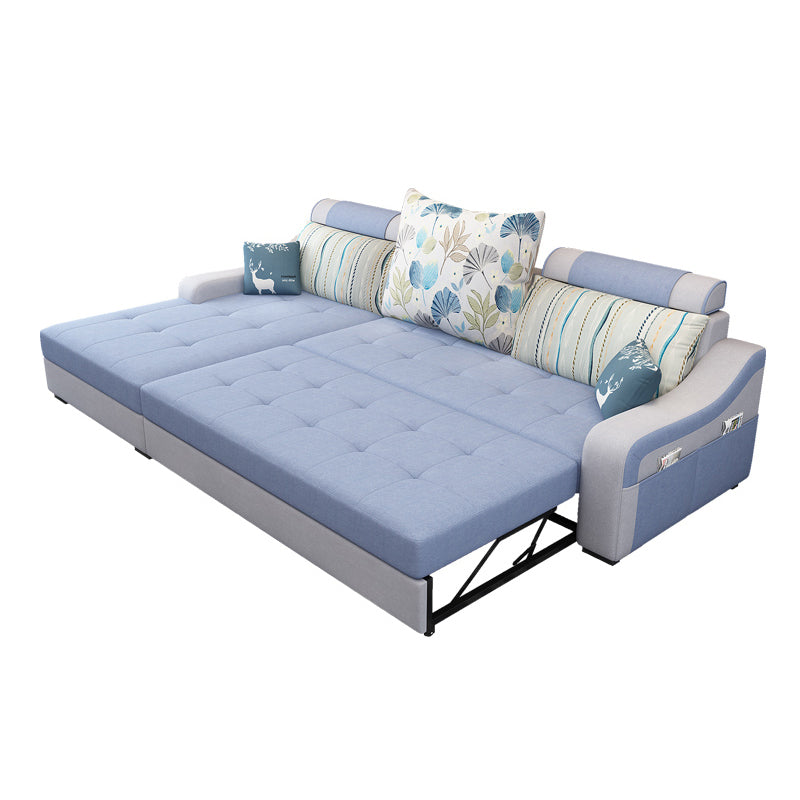 Contemporary Linen L-Shape Sloped Arms Furniture Sectionals for 3 People