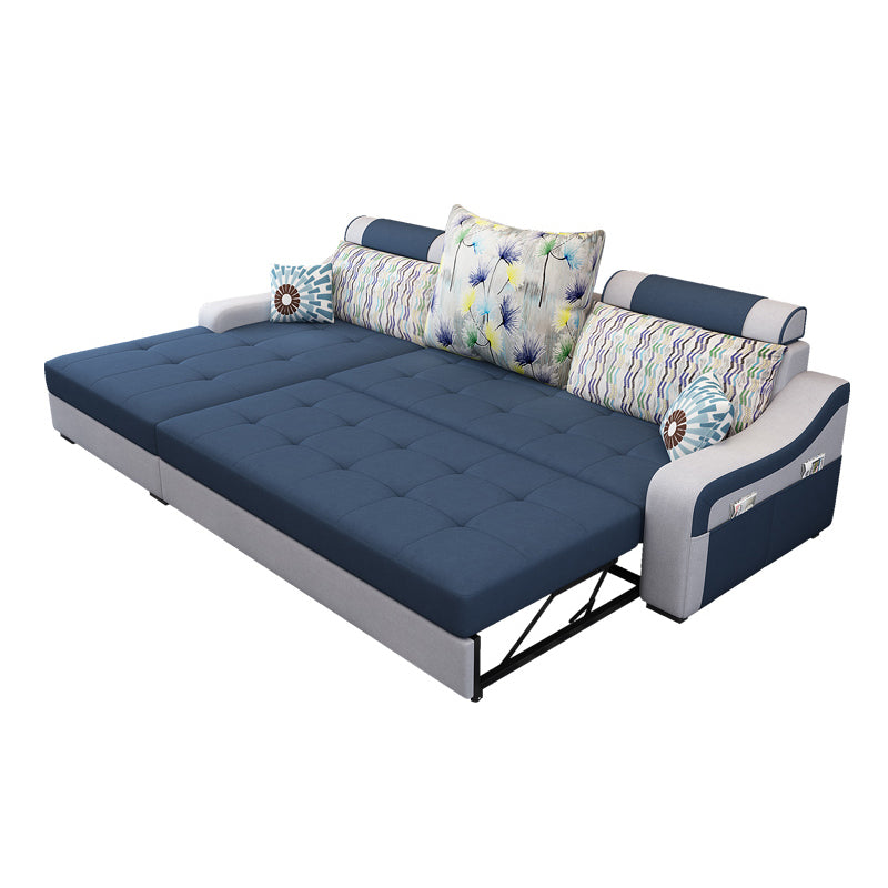 Contemporary Linen L-Shape Sloped Arms Furniture Sectionals for 3 People