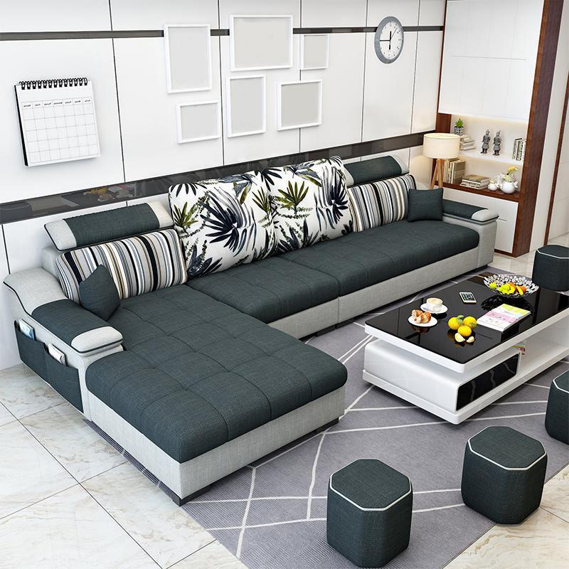 Contemporary Sloped Arms Modular L-Shape Furniture Sectionals