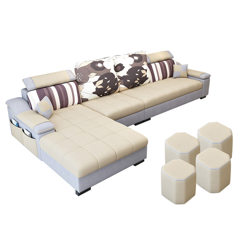 Contemporary Sloped Arms Modular L-Shape Furniture Sectionals