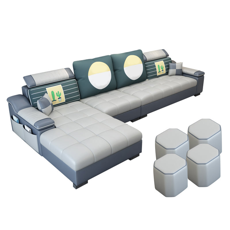 Contemporary Sloped Arms Modular L-Shape Furniture Sectionals