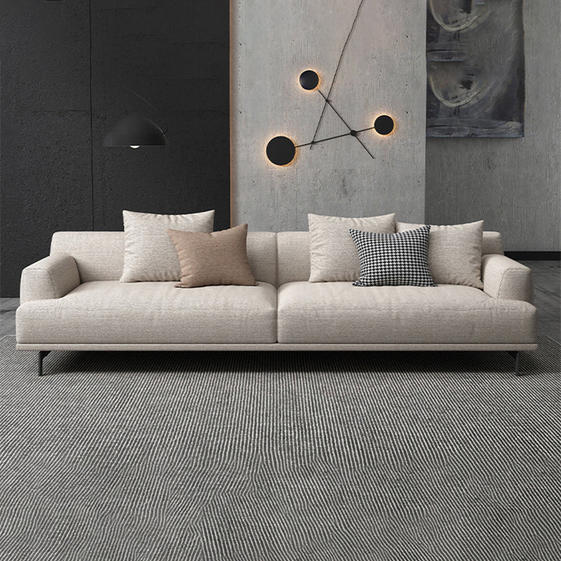 Faux Leather and Cotton Blend Recessed Arm Furniture Sectionals in Beige