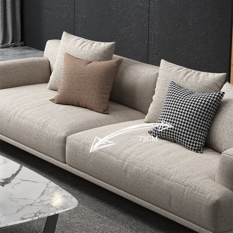 Faux Leather and Cotton Blend Recessed Arm Furniture Sectionals in Beige
