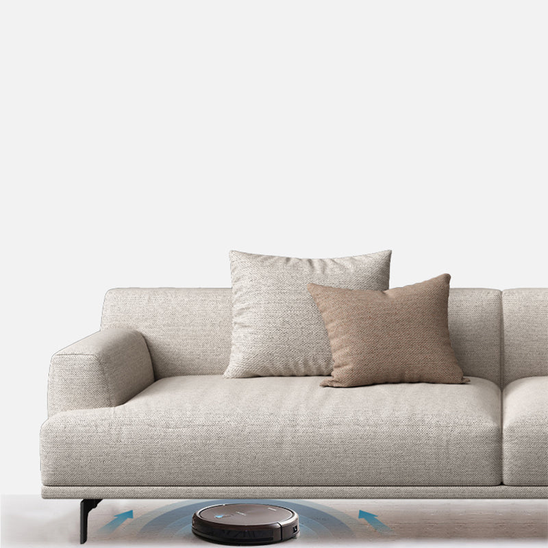 Faux Leather and Cotton Blend Recessed Arm Furniture Sectionals in Beige