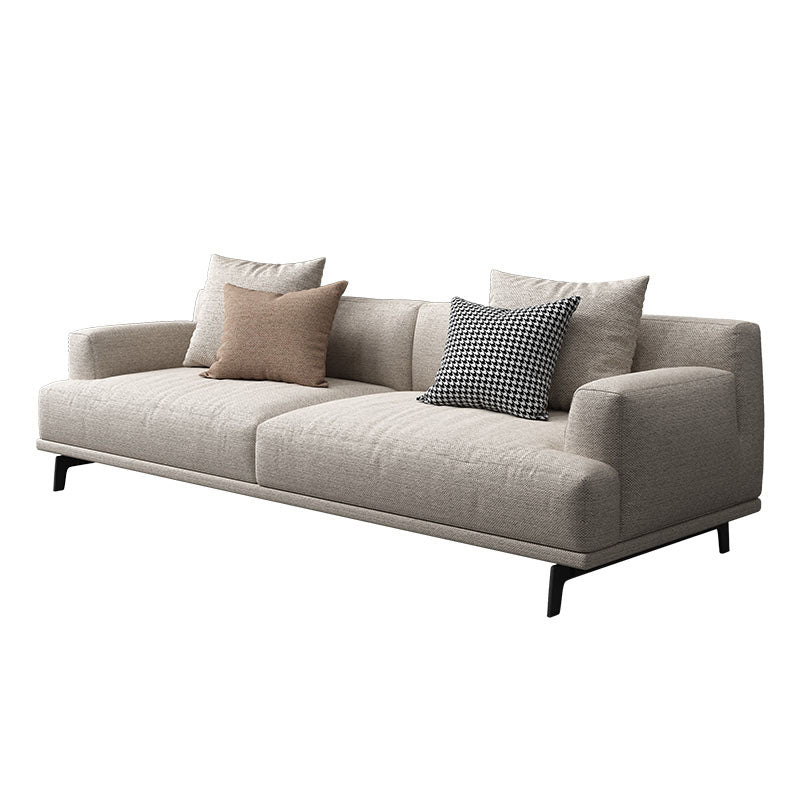 Faux Leather and Cotton Blend Recessed Arm Furniture Sectionals in Beige