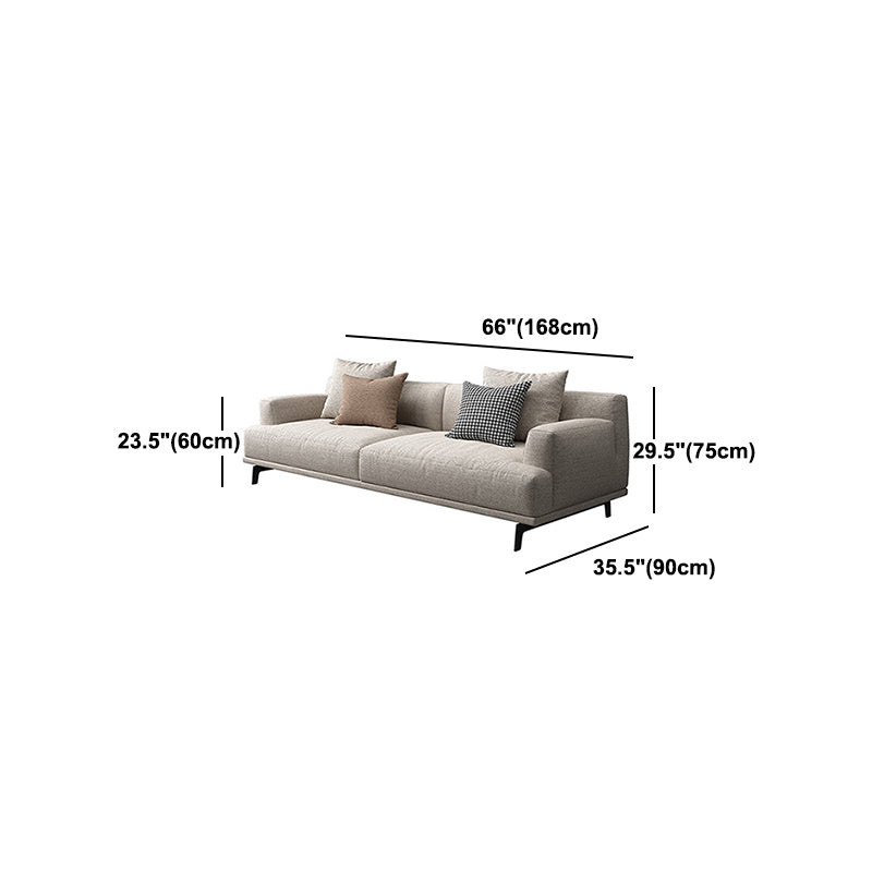 Faux Leather and Cotton Blend Recessed Arm Furniture Sectionals in Beige