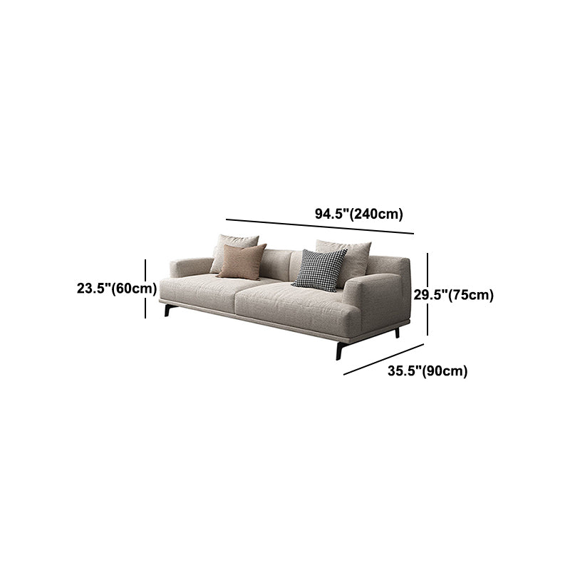 Faux Leather and Cotton Blend Recessed Arm Furniture Sectionals in Beige